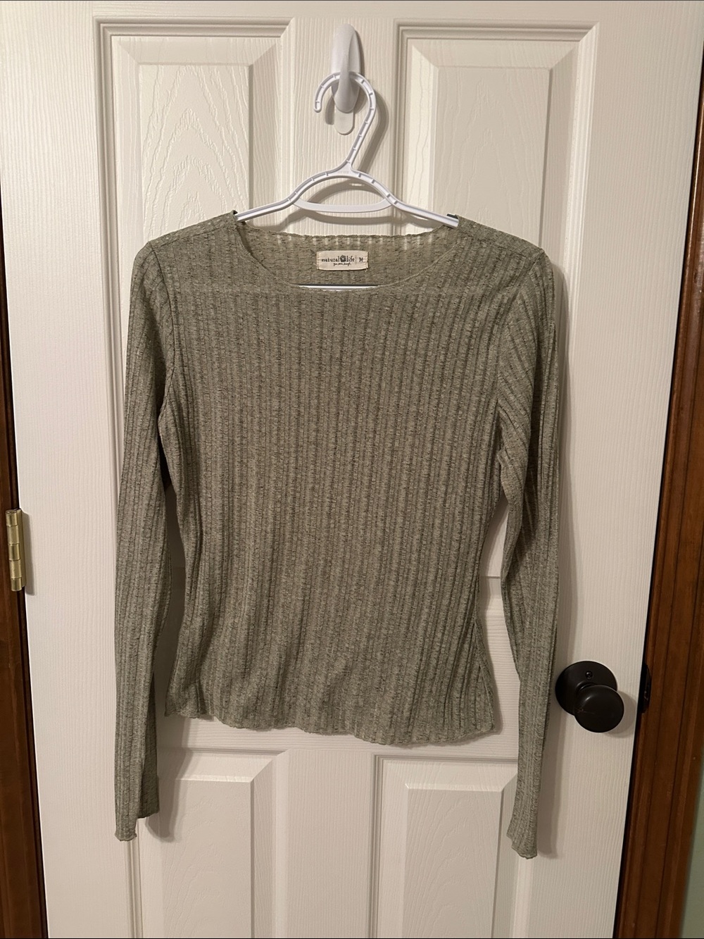 NATURAL LIFE Olive Ribbed Long Sleeve Tee